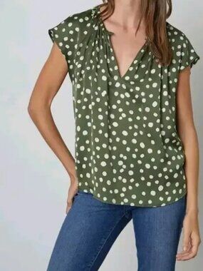 VELVET by Graham & Spencer Joyce Short Sleeved Blouse in Green 2X NWT